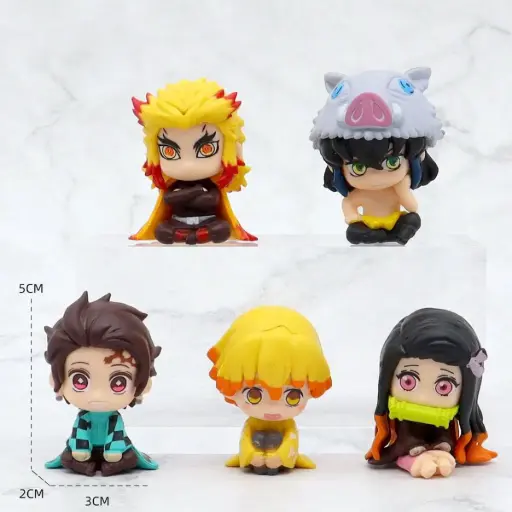 Demon Slayer 5cm Mini figure set of 5pcs for desk showpiece